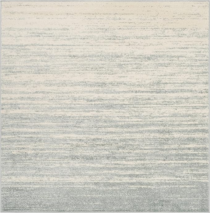 SAFAVIEH Adirondack Collection Area Rug - 12' Square, Slate & Cream, Modern Ombre Design, Non Shedding & Easy to Clean, Ideal for Living Room, Bedroom, Office, Dining Space (ADR113T)