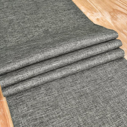 NEWISHER Farmhouse Rustic Table Runner Dark Grey Rectangular Table Runners Faux Linen Table Runner for Everyday Use Kitchen Dining Party Table 13x90 Inch