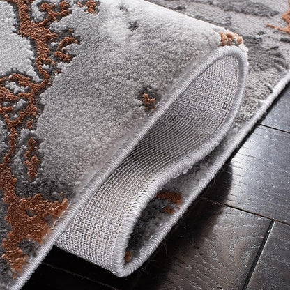 SAFAVIEH Craft Collection 2'3" x 12' Grey/Orange CFT877P Modern Abstract Non-Shedding Entryway Foyer Living Room Kitchen Runner Rug