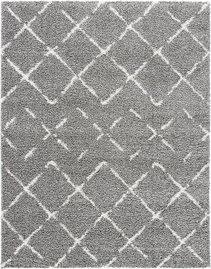 SAFAVIEH Area Rug 8x10 - Arizona Shag Collection - Large - Brown & Ivory, Moroccan Design, Non-Shedding & Easy to Clean, Ideal for Living Room, Bedroom, Dining Space (ASG743B)