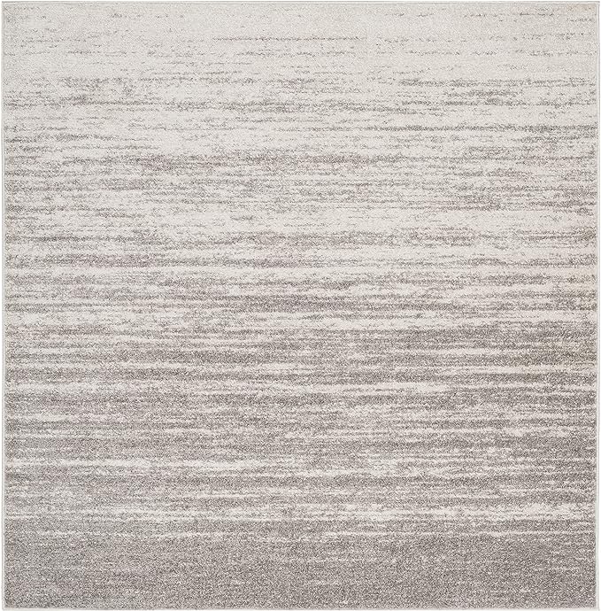 SAFAVIEH Adirondack Collection Area Rug - 4' Square, Light Grey & Grey, Modern Ombre Design, Non Shedding & Easy to Clean, Ideal for Living Room, Bedroom, Office, Dining Space (ADR113C)