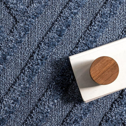nuLOOM Risette Blue, 12' x 15', Geometric, Soft and Textured, High Traffic, Stain Resistant, Easy Clean, Durable Area Rug for Bedroom, Living Room, Dining Space, Den, Foyer, Entryway