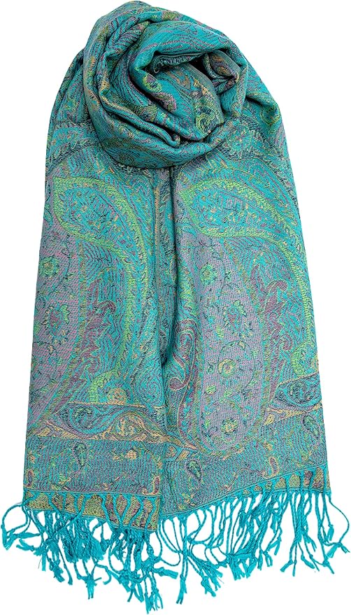 Achillea Big Paisley Pashmina Shawl Wrap for Women – Elegant Scarf for Weddings, Evening Dresses, Festivals & Daily Wear