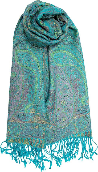 Achillea Big Paisley Pashmina Shawl Wrap for Women – Elegant Scarf for Weddings, Evening Dresses, Festivals & Daily Wear