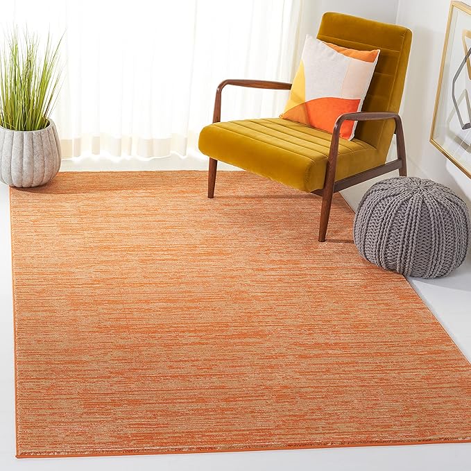 SAFAVIEH Vision Collection Area Rug - 3' Square, Orange, Modern Ombre Design, Non-Shedding & Easy to Clean, Ideal for Foyer, Entryway, Bedroom, Accent Space (VSN606P)