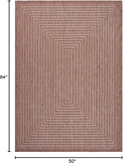 Adiva Rugs Outdoor Indoor Area Rug, Weather Resistant, Easy to Clean, Stain Resistant Floor Mat for Dining Room, Backyard, Deck, Patio (Copper Weiss, 5' x 7')