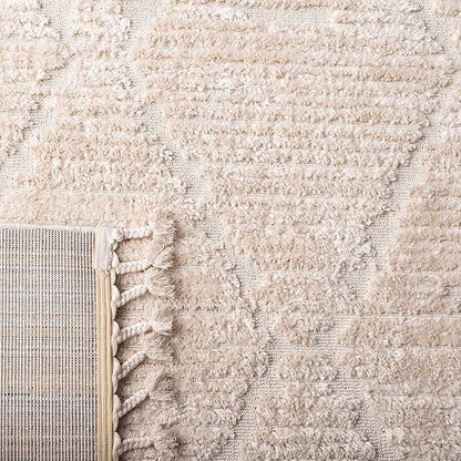 SAFAVIEH Marrakech Collection Area Rug - 9' x 12', Beige, Moroccan Boho Tribal Tassel Design, Non-Shedding & Easy Care, Ideal for High Traffic Areas in Living Room, Bedroom (MRK517C)