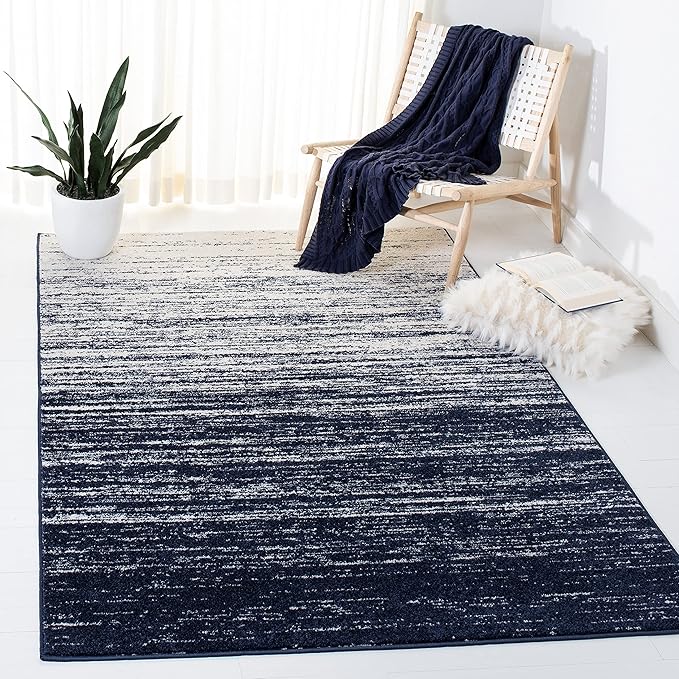 SAFAVIEH Adirondack Collection Area Rug - 5'5" x 7'7", Navy & Ivory, Modern Ombre Design, Non Shedding & Easy to Clean, Ideal for Living Room, Bedroom, Office, Dining Space (ADR113N)