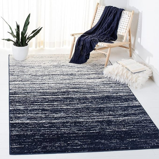 SAFAVIEH Area Rug 6x9 - Adirondack Collection - Navy & Ivory, Modern Ombre Design, Non Shedding & Easy to Clean, Ideal for Living Room, Bedroom, Office, Dining Space (ADR113N)