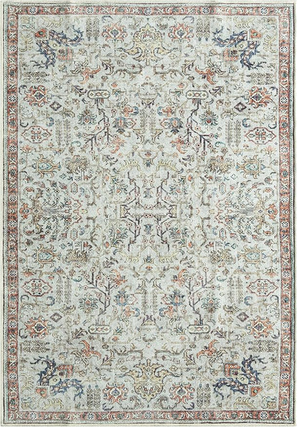 Keen Home Design 5x7 Rug - Machine Washable Area Rug with Non-Slip Backing, Ideal for Living Room, Dining Room, Bedroom - Vintage, Easy Clean, Durable, Low Pile Rug - (5' x 7')