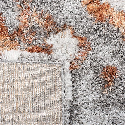 SAFAVIEH Horizon Shag Collection Runner Rug - 2' x 8', Grey & Rust, Modern Abstract Design, Non-Shedding & Easy Care, 2-inch Thick Ideal for High Traffic Areas in Living Room, Bedroom (HZN890P)