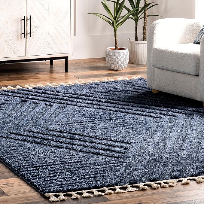 nuLOOM Risette Blue, 8'10" x 12', Geometric, Soft and Textured, High Traffic, Stain Resistant, Easy Clean, Durable Area Rug for Bedroom, Living Room, Dining Space, Den, Foyer, Entryway
