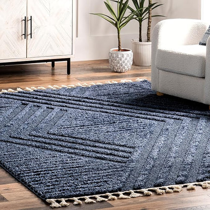 nuLOOM Risette Blue, 8'10" x 12', Geometric, Soft and Textured, High Traffic, Stain Resistant, Easy Clean, Durable Area Rug for Bedroom, Living Room, Dining Space, Den, Foyer, Entryway