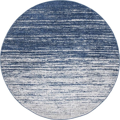SAFAVIEH Adirondack Collection Area Rug - 4' Round, Navy & Grey, Modern Ombre Design, Non Shedding & Easy to Clean, Ideal for Living Room, Bedroom, Office, Dining Space (ADR113E)