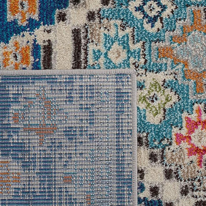SAFAVIEH Madison Collection Area Rug - 6' x 9', Navy & Beige, Boho Diamond Distressed Design, Non-Shedding & Easy Care, Ideal for High Traffic Areas in Living Room, Bedroom (MAD418M)
