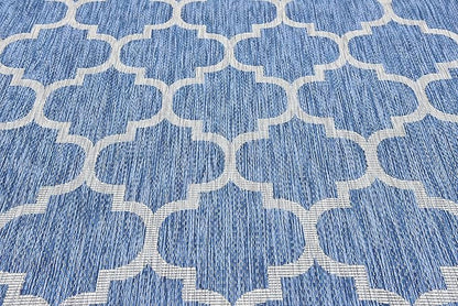 Unique Loom Outdoor Trellis Collection Area Rug (7' 1" x 10' Rectangle, Navy Blue/ Ivory)