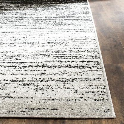 SAFAVIEH Adirondack Collection Area Rug - 4' Square, Silver & Black, Modern Ombre Design, Non Shedding & Easy to Clean, Ideal for Living Room, Bedroom, Office, Dining Space (ADR113A)