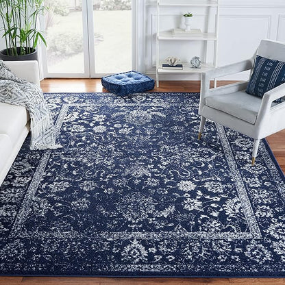 SAFAVIEH Area Rug 11x15 - Adirondack Collection - Large - Navy & Ivory, Distressed Vintage Floral Design, Non-Shedding & Easy to Clean, Ideal for Living Room, Bedroom, Dining Space (ADR109N)