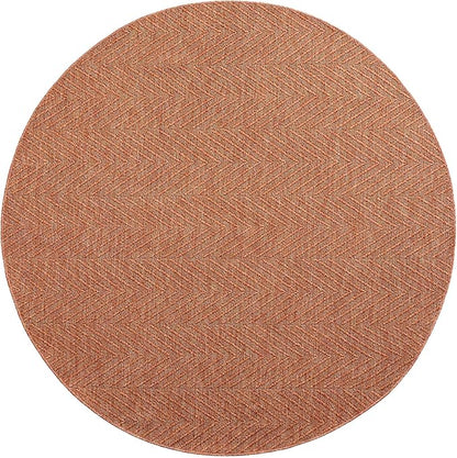 TOWN & COUNTRY BASICS Pax Herringbone Textured Solid Everwash® Washable Area Rug, Low Pile, Non-Slip Backing, Easy Clean Pet & Family Friendly Rug, Rust, 8' Round