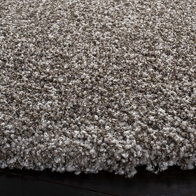 SAFAVIEH Milan Shag Collection Area Rug - 5'1" Round, Grey, Solid Design, Non-Shedding & Easy Care, 2-inch Thick Ideal for High Traffic Areas in Living Room, Bedroom (SG180-8080)