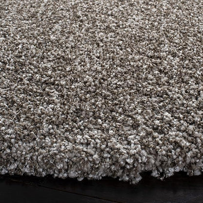 SAFAVIEH Milan Shag Collection Area Rug - 5'1" Round, Grey, Solid Design, Non-Shedding & Easy Care, 2-inch Thick Ideal for High Traffic Areas in Living Room, Bedroom (SG180-8080)