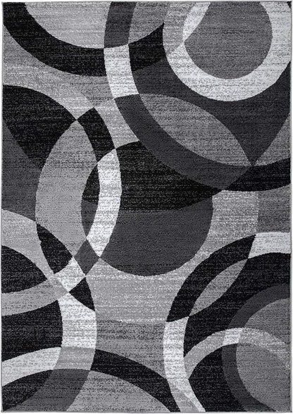Rugshop Contemporary Abstract Circles Perfect for high Traffic Areas of Your Living Room,Bedroom,Home Office,Kitchen Area Rug 9' x 12' Gray