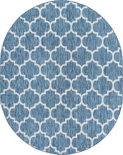 Unique Loom Outdoor Trellis Collection Area Rug - Trellis (Oval 7' 10" x 10' 0", Navy Blue/ Ivory)