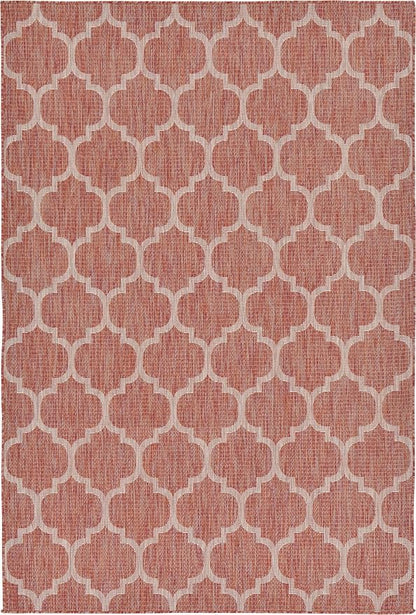 Unique Loom Outdoor Trellis Collection Area Rug (6' 1" x 9' Rectangle, Rust Red/ Ivory)