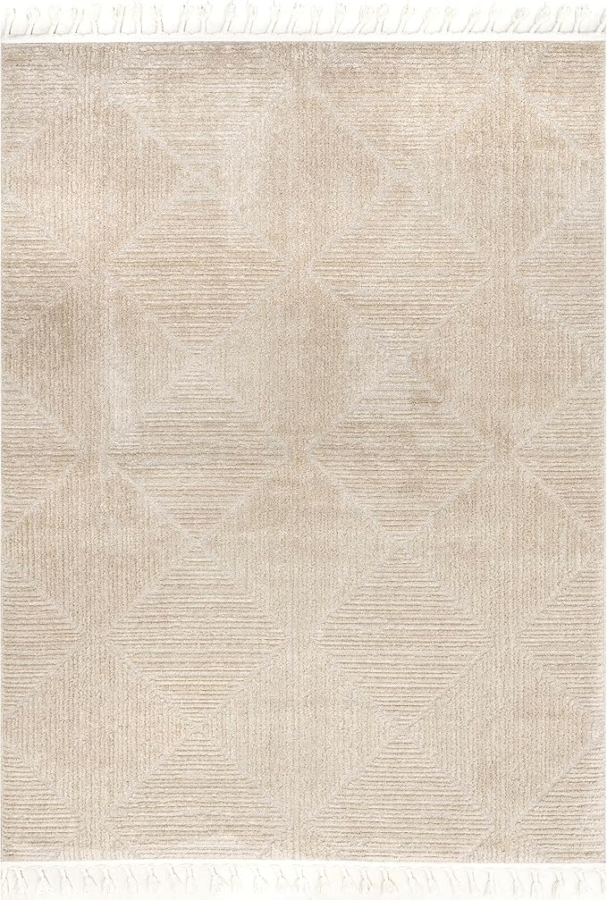 nuLOOM Kerry Beige, 9' x 12', Geometric, Soft and Cozy, High Traffic, Stain Resistant, Easy Clean, Durable Area Rug for Bedroom, Living Room, Dining Space, Den, Foyer, Entryway