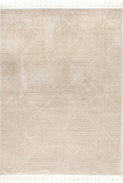nuLOOM Kerry Beige, 9' x 12', Geometric, Soft and Cozy, High Traffic, Stain Resistant, Easy Clean, Durable Area Rug for Bedroom, Living Room, Dining Space, Den, Foyer, Entryway