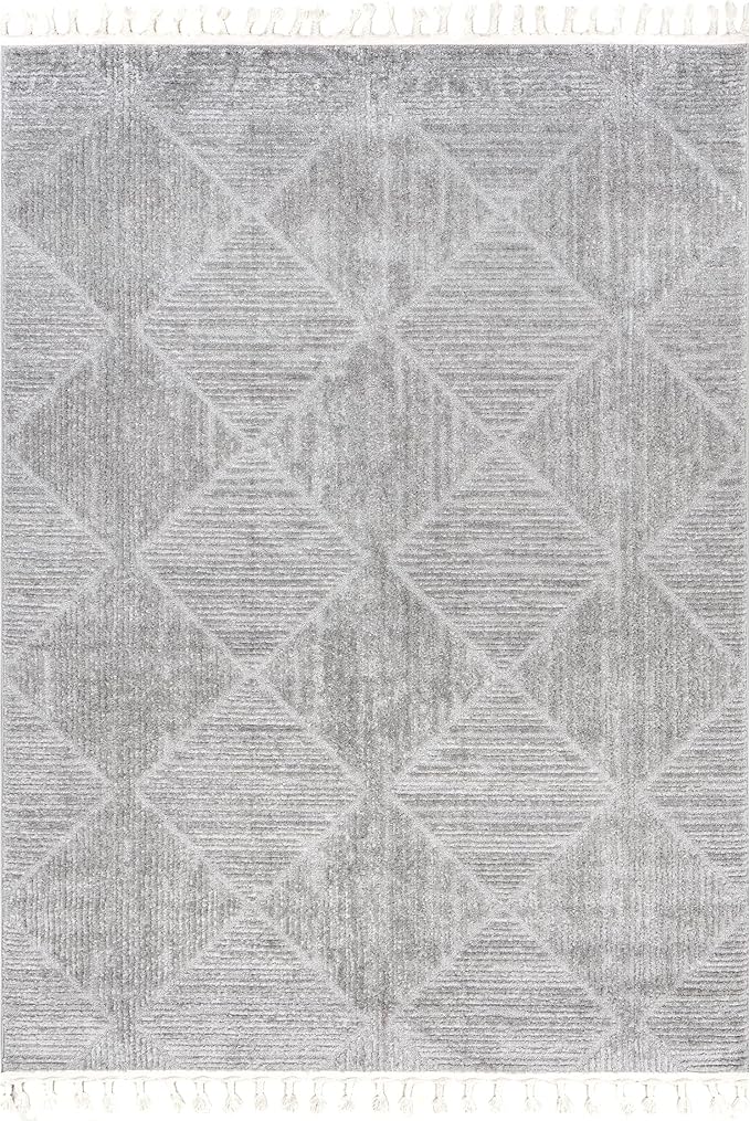 nuLOOM Kerry Light Grey, 4' x 6', Geometric, Soft and Cozy, High Traffic, Stain Resistant, Easy Clean, Durable Area Rug for Bedroom, Living Room, Dining Space, Den, Foyer, Entryway
