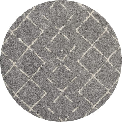 SAFAVIEH Arizona Shag Collection Area Rug - 6' x 8' Oval, Grey & Ivory, Moroccan Design, Non-Shedding & Easy to Clean, Ideal for Living Room, Bedroom, Dining Space (ASG743D)