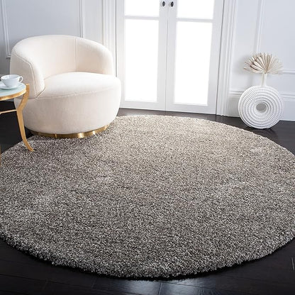 SAFAVIEH Milan Shag Collection 7' Round Grey SG180 Solid Non-Shedding Living Room Bedroom Dining Room Entryway Plush 2-inch Thick Area Rug