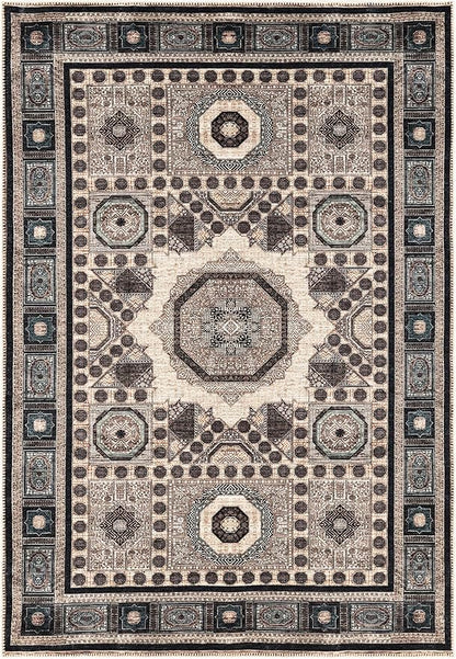 Keen Home Design 10x14 Rug - Machine Washable Area Rug with Non-Slip Backing, Ideal for Living Room, Dining Room, Bedroom - Vintage, Easy Clean, Durable, Low Pile Rug - (9'7" x 14')
