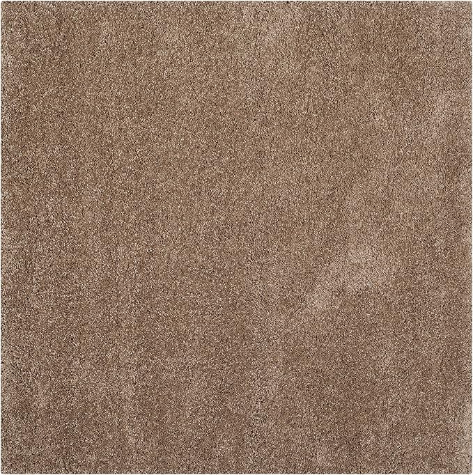 SAFAVIEH Milan Shag Collection Area Rug - 10' Square, Dark Beige, Solid Design, Non-Shedding & Easy Care, 2-inch Thick Ideal for High Traffic Areas in Living Room, Bedroom (SG180-1414)