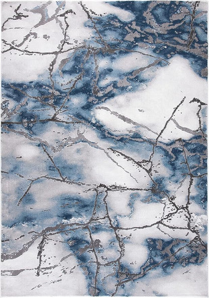 SAFAVIEH Craft Collection Area Rug - 8' x 10', Grey & Blue, Modern Abstract Design, Non-Shedding & Easy Care, Ideal for High Traffic Areas in Living Room, Bedroom (CFT877L)