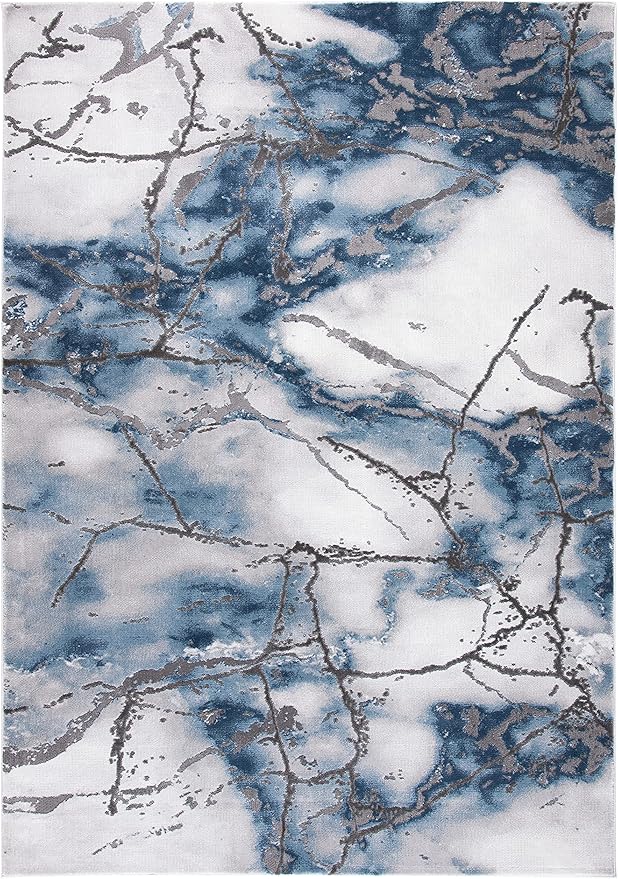 SAFAVIEH Craft Collection X-Large Area Rug - 12' x 15', Grey & Blue, Modern Abstract Design, Non-Shedding & Easy Care, Ideal for High Traffic Areas in Living Room, Bedroom (CFT877L)