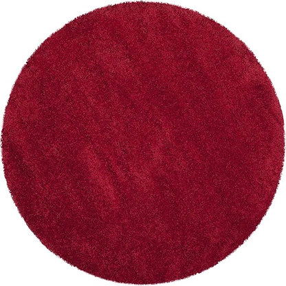 SAFAVIEH Milan Shag Collection 3' Round Red SG180 Solid Non-Shedding Living Room Bedroom Dining Room Entryway Plush 2-inch Thick Area Rug