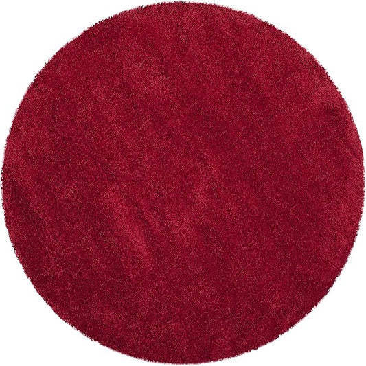 SAFAVIEH Milan Shag Collection 3' Round Red SG180 Solid Non-Shedding Living Room Bedroom Dining Room Entryway Plush 2-inch Thick Area Rug