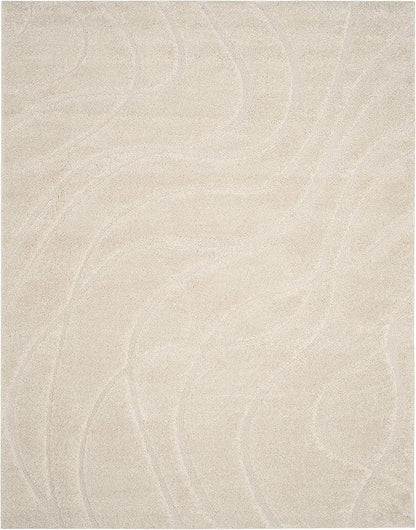SAFAVIEH Florida Shag Collection X-Large Area Rug - 11' x 15', Creme & Creme, Non-Shedding & Easy Care, 1.2-inch Thick Ideal for High Traffic Areas in Living Room, Bedroom (SG471-1111)