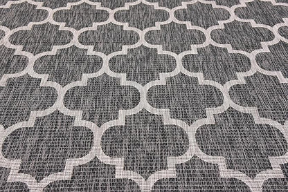 Unique Loom Outdoor Trellis Collection Area Rug (9' x 12' Rectangle, Black/ Ivory)