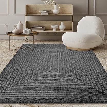 Adiva Rugs Outdoor Indoor Area Rug, Weather Resistant, Easy to Clean, Stain Resistant Floor Mat for Dining Room, Backyard, Deck, Patio (Pebble Weiss, 9' x 12')
