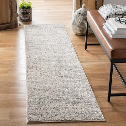 SAFAVIEH Tulum Collection Runner Rug - 2' x 11', Ivory & Grey, Moroccan Boho Tribal Design, Non-Shedding & Easy to Clean, Ideal for Living Room, Hallway, Foyer, Entryway, Bedroom (TUL272A)