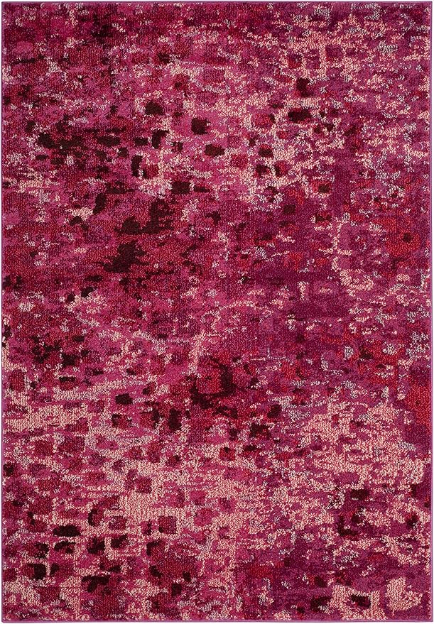 SAFAVIEH Monaco Collection Accent Rug - 3' x 5', Fuchsia, Boho Chic Abstract Watercolor Design, Non-Shedding & Easy Care, Ideal for High Traffic Areas in Entryway, Living Room, Bedroom (MNC225F)