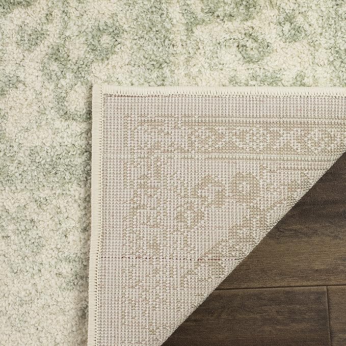 SAFAVIEH Adirondack Collection Area Rug - 12' Square, Ivory & Sage, Distressed Vintage Floral Design, Non-Shedding & Easy to Clean, Ideal for Living Room, Bedroom, Dining Space (ADR109V)