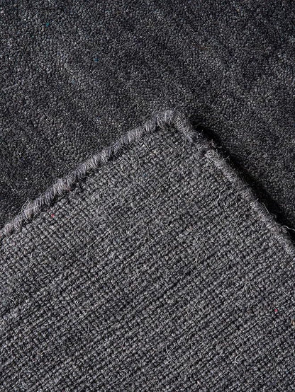 Hand Knotted Loom Wool ECO-Friendly Area Rugs - 8'x8', Square, Charcoal Color, Solid Plain Design, High Pile Handmade Anti Skid Area Rugs for Living Room, Bed Room (L00111)