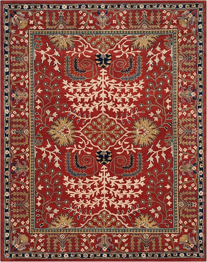 SAFAVIEH Area Rug 8x10 - Antiquity Collection - Large - Red & Multi, Handmade Wool, Traditional Bohemian Design, Ideal for Living Room, Bedroom, Office, Dining Space (AT64A)