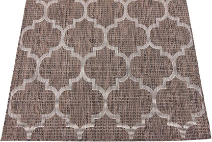 Unique Loom Outdoor Trellis Collection Area Rug (4' 1" x 6' 1" Rectangle, Brown/ Ivory)