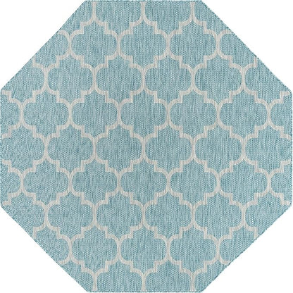 Unique Loom Outdoor Trellis Collection Area Rug (8' Octagon, Aquamarine/ Gray)