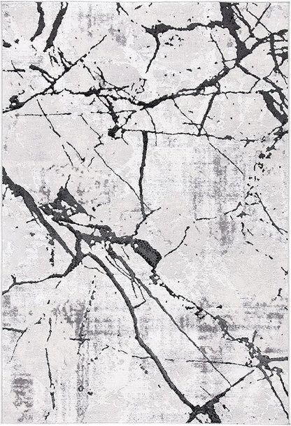 SAFAVIEH Amelia Collection Accent Rug - 4'5" x 6'5", Grey & Black, Modern Abstract Design, Non-Shedding & Easy Care, Ideal for High Traffic Areas in Entryway, Living Room, Bedroom (ALA293K)